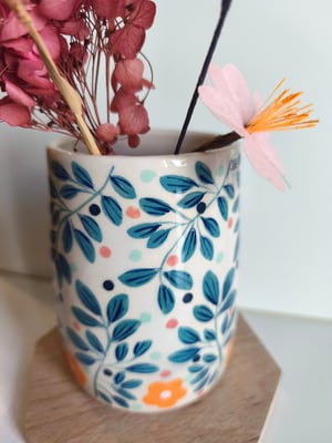 Image of  vase feuillage bleu