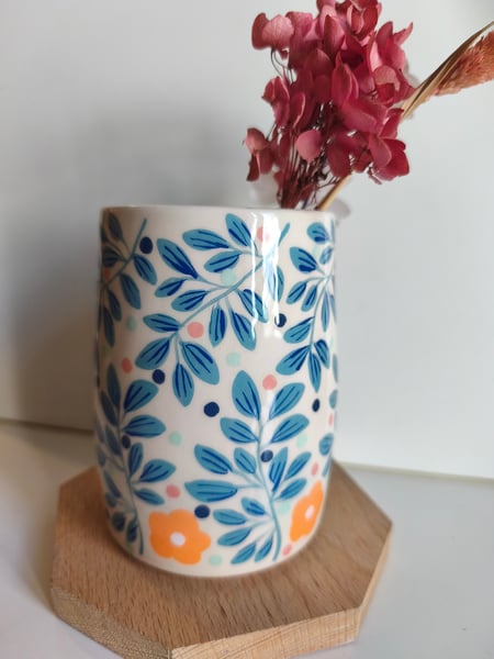 Image of  vase feuillage bleu