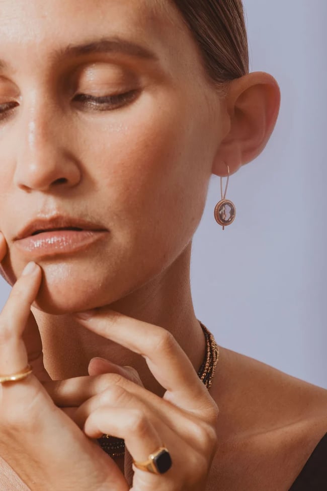 ARCHIVE MIGNONNERIE BOUCLE D'OREILLE PAIRE QUARTZ FUMÉ 125€ - 50% = 72,50€ 