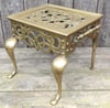 Footman Victorian Cast Brass Trivet Cabriole Legs Pierced Gallery Top English