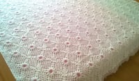 Image 1 of Hand crocheted bedspread with floral pattern - Ready to ship