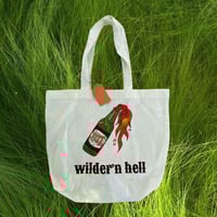 Image 1 of a-lit-1 molotov cocktail "wilder'n hell" tote bag 