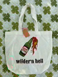 Image 2 of a-lit-1 molotov cocktail "wilder'n hell" tote bag 