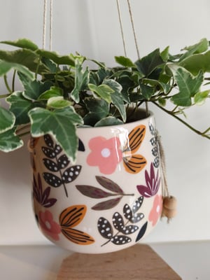 Image of   Pot suspendu fleur rose