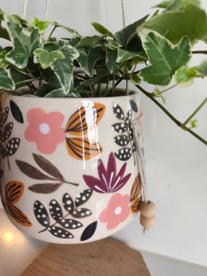 Image of   Pot suspendu fleur rose