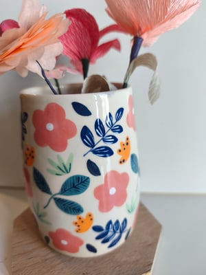 Image of Vase fleur rose bleu