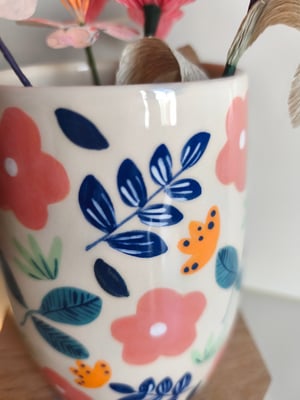 Image of Vase fleur rose bleu