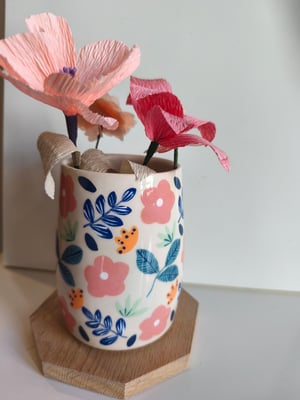 Image of Vase fleur rose bleu