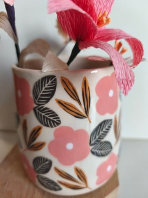 Image of Vase fleur rose  brun