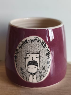 Image of    Petite tasse chat prune