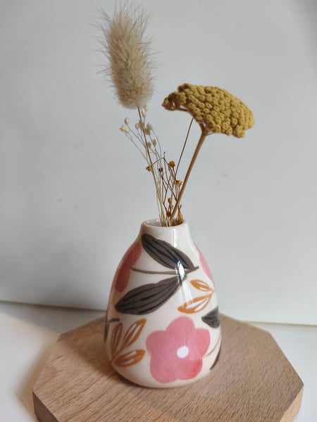 Image of   Petit vase fleur rose