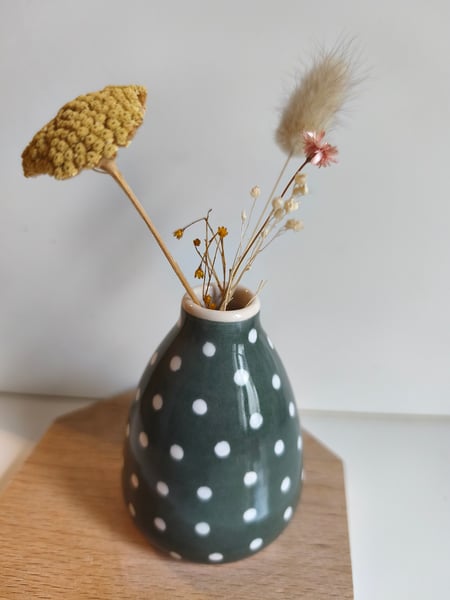 Image of   Petit vase vert pois 