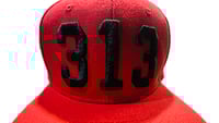 Image 1 of 313 DETROIT SNAP BACK HAT RED/BLACK