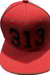 Image 3 of 313 DETROIT SNAP BACK HAT RED/BLACK