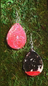 Red and Black large Amirite Teardrop Earrings