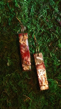 Red and Copper Amirite Agate Rectangle Earrings