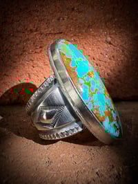 Image 3 of WL&A Handmade Heavy Ingot 40mm Gem Grade Rising Phoenix Turquoise Ring - Size 10