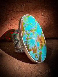 Image 1 of WL&A Handmade Heavy Ingot 40mm Gem Grade Rising Phoenix Turquoise Ring - Size 10