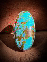Image 2 of WL&A Handmade Heavy Ingot 40mm Gem Grade Rising Phoenix Turquoise Ring - Size 10