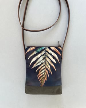 Image of Fern, crossbody velvet and waxed canvas phone bag