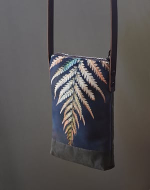 Image of Fern, crossbody velvet and waxed canvas phone bag