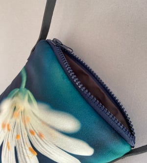 Image of Stitchwort flower, crossbody velvet and waxed canvas phone bag
