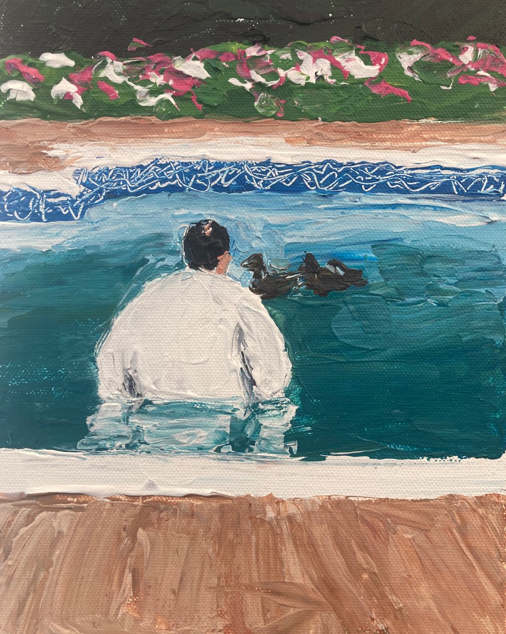 Image of Tony and the ducks (original on canvas)