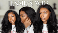 90'S BLOWOUT KINKY STRAIGHT WIG( DEEP PARTING)
