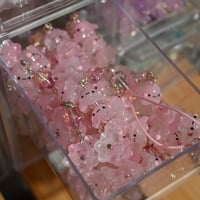 Image 2 of Pink Triple Stack Ghost Bead Phone Strap & Charm