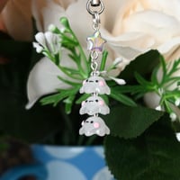 Image 5 of White Triple Stack Ghost Bead Phone Strap & Charm