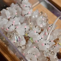 Image 2 of White Triple Stack Ghost Bead Phone Strap & Charm