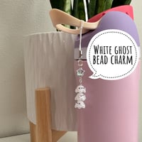 Image 1 of White Triple Stack Ghost Bead Phone Strap & Charm