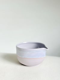 Image 2 of Lavender Matcha Bowl with Aquamarine Drip - Large