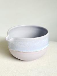 Image 4 of Lavender Matcha Bowl with Aquamarine Drip - Large