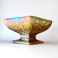 Image 2 of Ancienne coupe à bonbons en verre Carnival irisé - Indiana Glass - vintage 1970 - USA