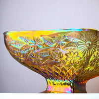 Image 7 of Ancienne coupe à bonbons en verre Carnival irisé - Indiana Glass - vintage 1970 - USA