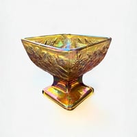 Image 3 of Ancienne coupe à bonbons en verre Carnival irisé - Indiana Glass - vintage 1970 - USA