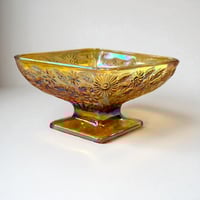 Image 1 of Ancienne coupe à bonbons en verre Carnival irisé - Indiana Glass - vintage 1970 - USA