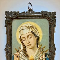 Image 3 of Cadre miniature de la Vierge Marie lithographie polychrome XIXe