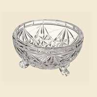 Image 4 of Saladier en verre cristallin tripode ancien Art Déco - Cristallerie Libochovice, Tchécoslovaquie 