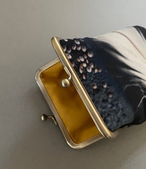 Image of White feather and barnacles, velvet glasses case with kisslock frame