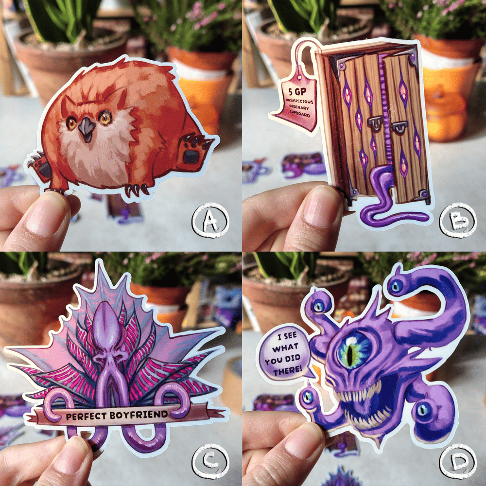 Image of d&d / bg3 meme stickers / spectator / mind flyer