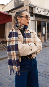 Image 2 de Echarpe tartan bleu / beige 