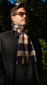 Image 3 de Echarpe tartan bleu / beige 