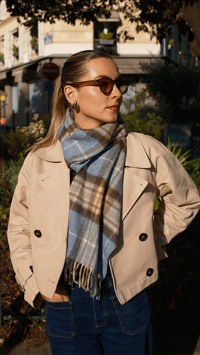 Image 2 de Echarpe tartan bleu mer