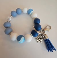 Snowflake Beaded Wristlet keychain 