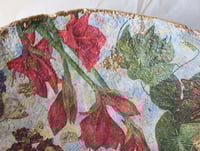 Image 9 of Handmade Paper Mache Bowl with Red Flowers | Rustic Art Decor with Gold Edge
