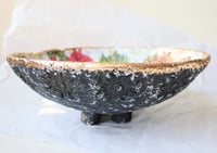 Image 11 of Handmade Paper Mache Bowl with Red Flowers | Rustic Art Decor with Gold Edge
