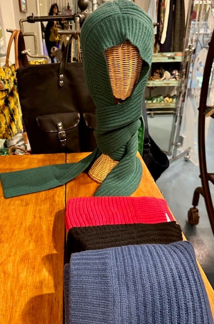 Image of Ribbed Cashmere Hood with Wrap Scarf