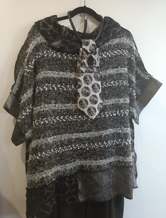 Image of black and white collage top